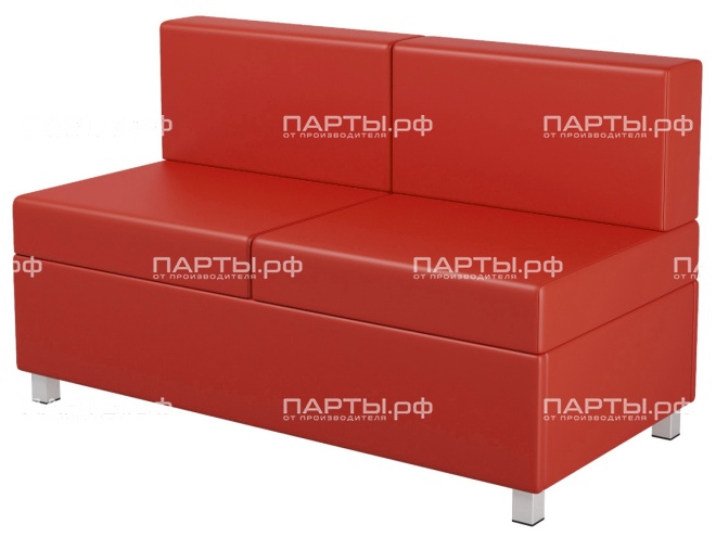 Диван 2-местный модульный на металлокаркасе 1200х610х425/720 мм 790.2-КР (обивка - экокожа красный, м/к квадратная труба)