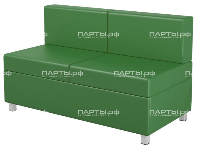 Диван 2-местный модульный на металлокаркасе 1200х610х425/720 мм 790.2-З (обивка - экокожа зеленый, м/к квадратная труба)