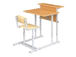Парта 1-местная 2-4 г/р с полкой и стулом - ПРТнстП1.24