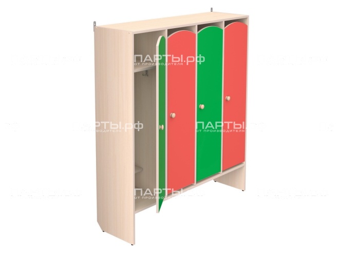 Шкафчик для детского сада для раздевалок 4-секционный "дуб цветной" ШКД4дц