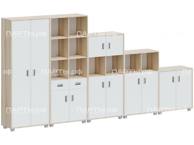 Система хранения 3690х384х1870 мм, тип 9, СХ.ШЗ.13.8.2.1-Д.Б (фасады белый, корпус дуб "Бардолино")