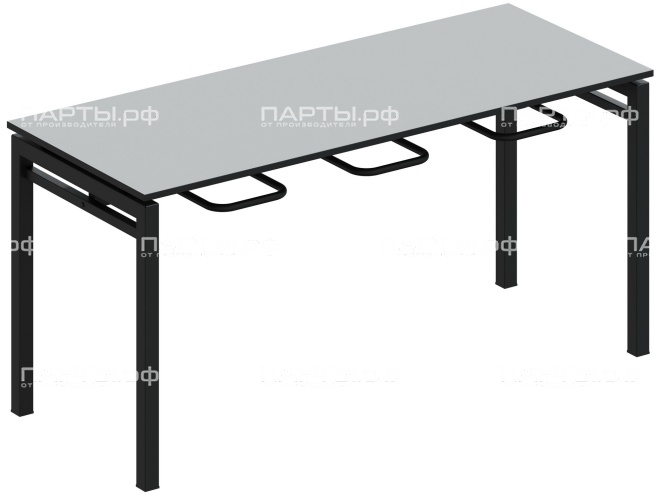 Стол обеденный 6-ти местный с креплением для табуретов СО.6.15.КТ-Ч.С (серый, м/к черный)