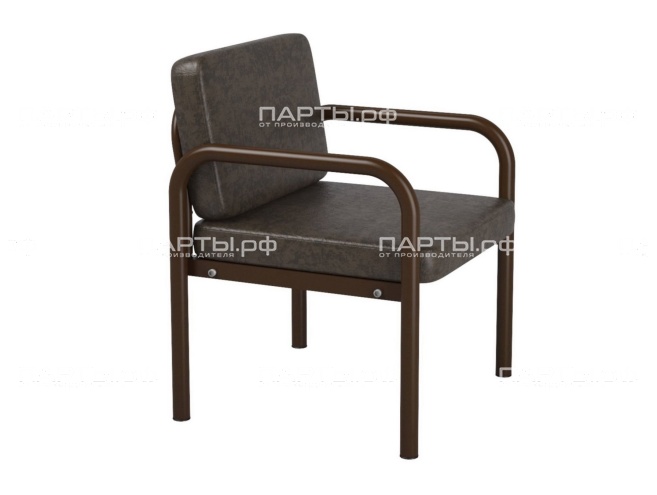 Диван-кресло 600х610х430/775 мм 880.1-Ж (обивка - винилискожа зеленый, м/к черный, круглая труба)