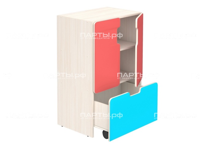 Стеллаж для игрушек и игровых материалов 3-ярусный "цветной" для детского сада закрытый ГКД3.02дц Стеллаж для игрушек и игровых материалов 3-ярусный "цветной" для детского сада закрытый ГКД3.02дц
