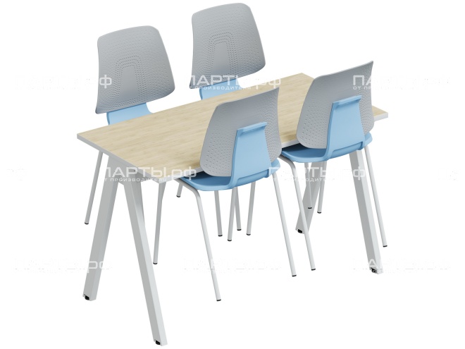 Стол обеденный 4-х местный "Альфа" с креплением для стульев СО.4.12.АС-Б.Д (дуб "Бардолино", м/к белый)