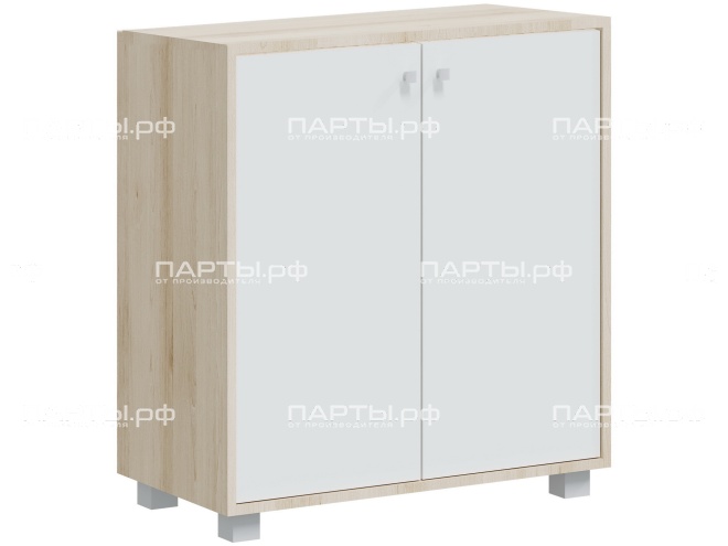 Тумба закрытая 738х384х788 мм, тип 1, ТЗ.2.2.2-Д.Б (фасады белый, корпус дуб "Бардолино")