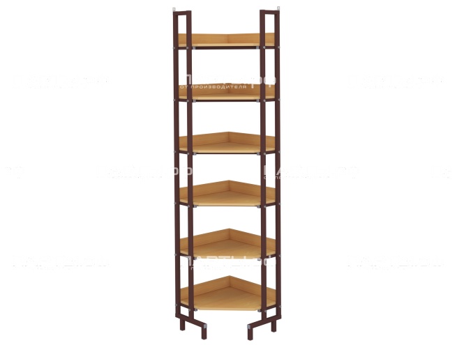 Стеллаж библиотечный угловой СБУ1-КЧ.Б (бук "Бавария", м/к коричневый, квадратная труба) Стеллаж библиотечный угловой СБУ1-КЧ.Б (бук "Бавария", м/к коричневый, квадратная труба)