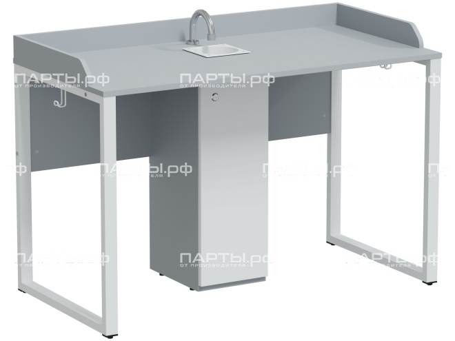 Стол лабораторный для кабинета химии 6 г/р "Квадро" СЛ.Х.К-Б.С (серый, м/к белый)