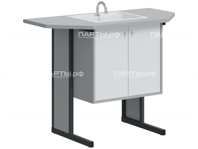 Мойка лабораторная приставная островная для физики, химии и биологии М.Л.П.О-Г.БС (серый, м/к графит)