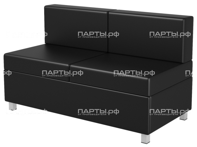 Диван 2-местный модульный на металлокаркасе 1200х610х425/720 мм 790.2-Ч (обивка - экокожа черный, м/к квадратная труба)