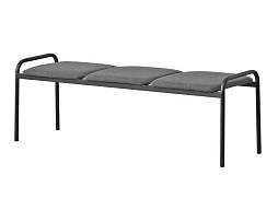 Банкетка 3-местная мягкая, серый - 763М-Ч.С