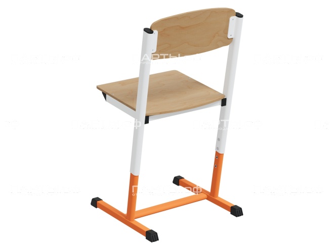 Стул школьный ученический 5-7 г/р "Альтер" регулируемый СтУ.57.А.бо (фанера, м/к белый/оранжевый)
