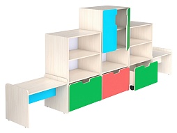 Стенка для группы детского сада 3 "цветная" - СГД1.03дц