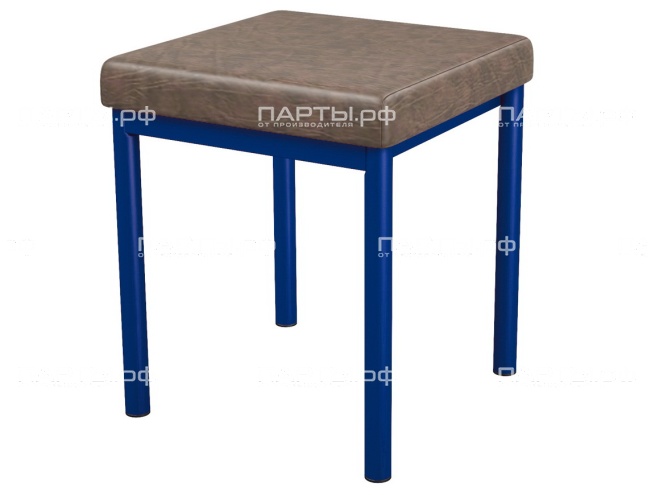 Банкетка 1-местная мягкая 380х380х420 мм 261-СН.КЧ (обивка - экокожа коричневый, м/к синий)