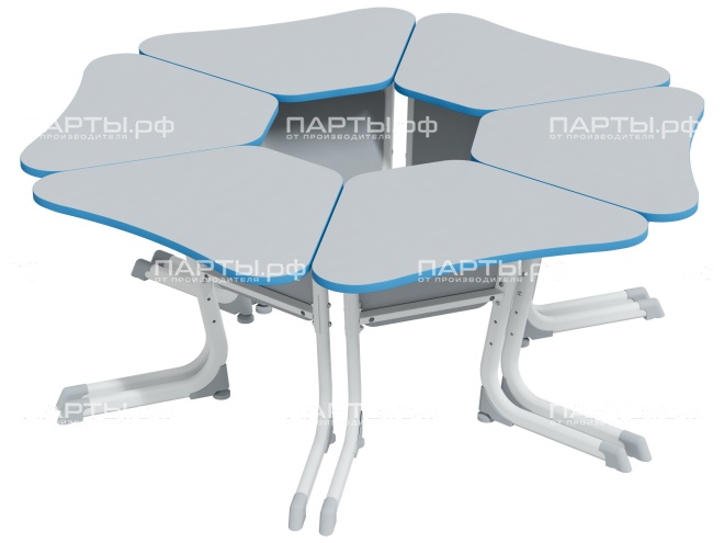 Стол модульный Трапеция 5-7 г/р "Логика" регулируемый СУ.1.57.ЛТЦ-Б.СС (серый/синий, м/к белый)