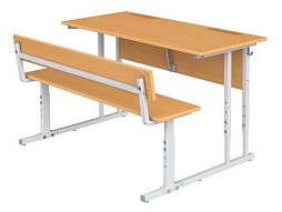Парта 2-местная 2-4 г/р наклон 0-35° со скамьёй - ПРТнск2.24