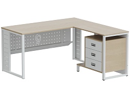 Стол однотумбовый угловой "Квадро" PRO - СУ.15.15.3.КП-Б.Д