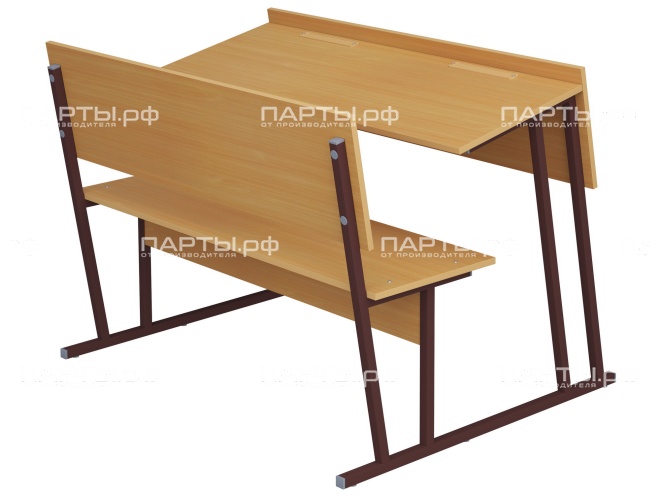Парта-моноблок для аудиторий 2-местная со скамьей 6 г/р ПМА2-КЧ.Б (бук "Бавария", м/к коричневый, квадратная труба) Парта-моноблок для аудиторий 2-местная со скамьей 6 г/р ПМА2-КЧ.Б (бук "Бавария", м/к коричневый, квадратная труба)