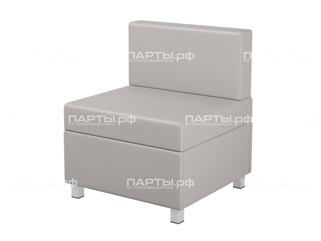 Кресло модульное на металлокаркасе 600х610х425/720 мм 790.1-С (обивка - экокожа серый, м/к квадратная труба)