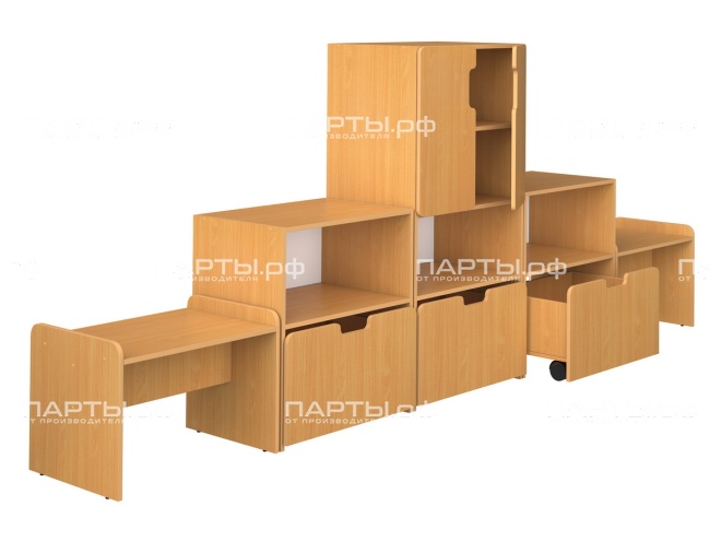 Стенка для группы детского сада для игрушек (набор 1) "бук" 2xГКД1.00+2xГКД2.01+ГКД4.02 Стенка для группы детского сада для игрушек (набор 1) "бук" 2xГКД1.00+2xГКД2.01+ГКД4.02