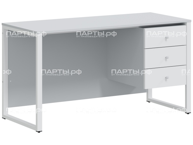 Стол однотумбовый "Квадро" с 3-мя ящиками АГРОТЕХ 1400х600х760 мм СО.14.6.3.КА-Б.СБ (белый / серый, м/к - серый)