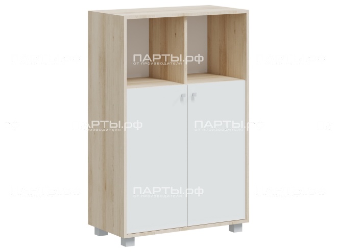 Тумба высокая 738х384х1149 мм, тип 2, ТВ.3.2.2.2-Д.Б (фасады белый, корпус дуб "Бардолино")