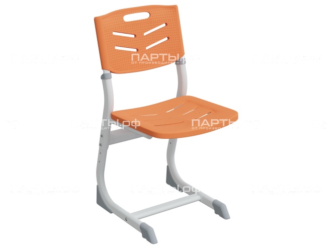 Стул школьный ученический 3-5 г/р "Логика" PL регулируемый СтУ.35.ЛП-Б.О (оранжевый, м/к белый)