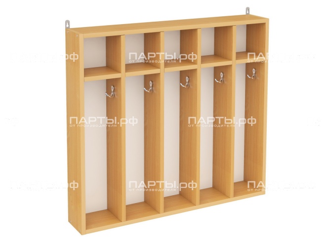 Вешалка для полотенец для детского сада 5-секционная настенная с полкой "бук" ВПДн5.2б Вешалка для полотенец для детского сада 5-секционная настенная с полкой "бук" ВПДн5.2б