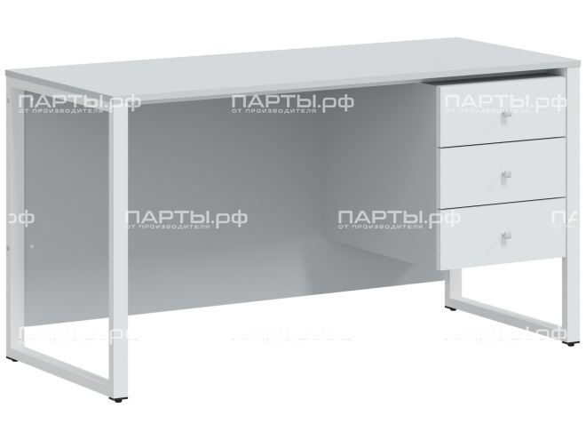 Стол письменный однотумбовый "Квадро" с 3-мя ящиками СО.14.6.3.К-Б.СБ (серый/белый, м/к белый)