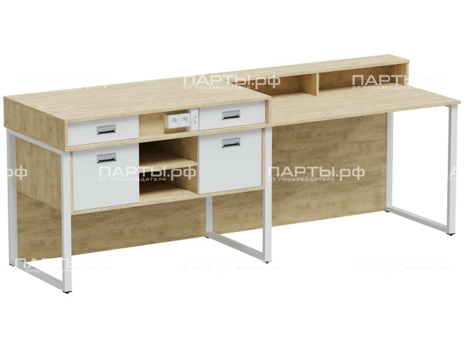 Стол лабораторный демонстрационный для кабинета физики "Квадро" СД.Ф.К.2-Б.ДБ (дуб "Бардолино"/белый, м/к белый)