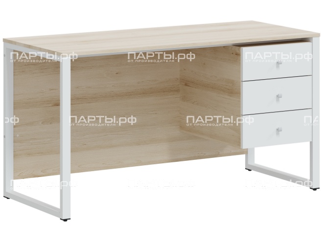 Стол письменный однотумбовый "Квадро" с 3-мя ящиками СО.14.6.3.К-Б.ДБ (дуб "Бардолино"/белый, м/к белый)