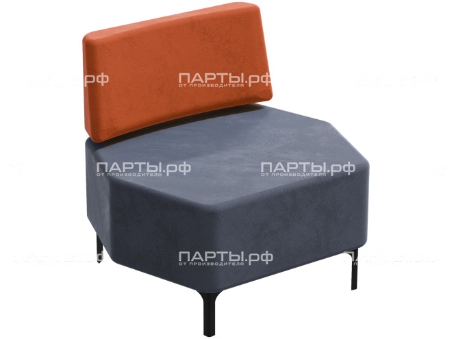Диван 1-местный "Флекс" 830х700х770 мм ДФ.1-СО (обивка - серый/оранжевый)