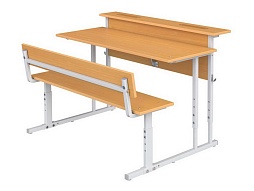 Парта 2-местная 2-4 г/р с полкой и скамьей - ПРТнскП2.24