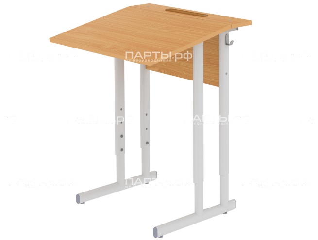 Стол с наклоном столешницы 10° школьный 1-местный 3-5 г/р регулируемый СТОроП1.35 (бук, м/к серый, плоскоовальная труба)