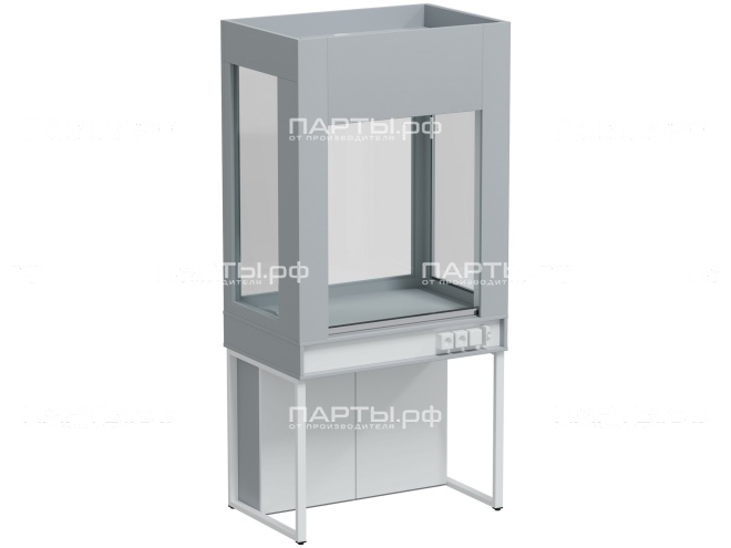 Шкаф вытяжной лабораторный панорамный "Квадро" ШВЛП.10.7.К-Б.СБ (серый/белый, м/к белый)