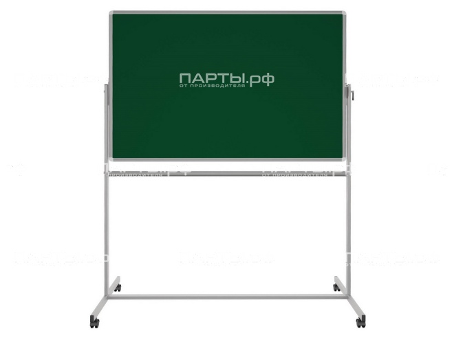 Двухсторонняя поворотная передвижная магнитная доска меловая 150х100 см ПО-22Ез