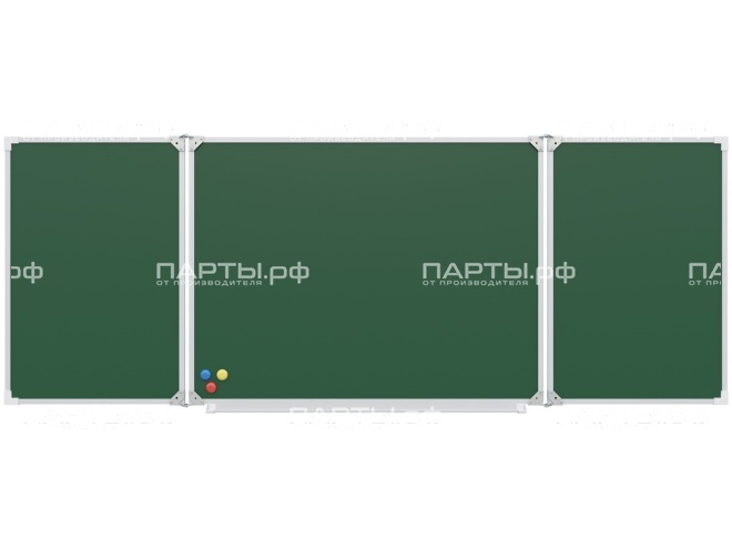 Трёхэлементная магнитная доска для мела 200x75 см эмаль ДЗ 3.31