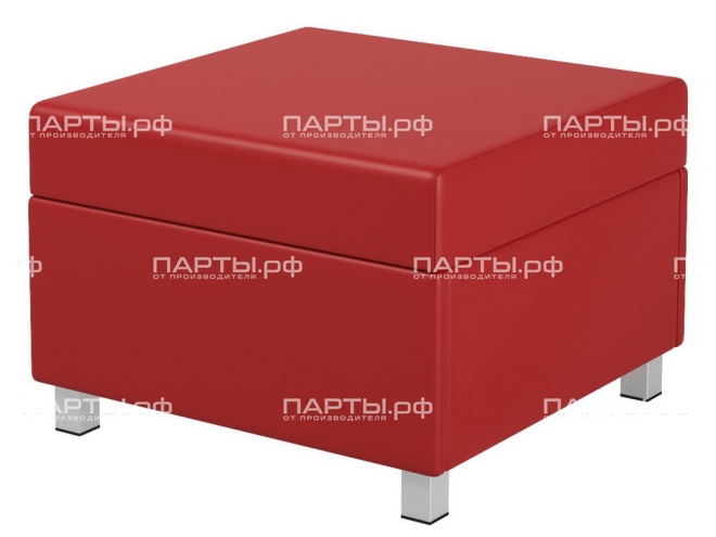 Пуф модульный на металлокаркасе 600х610х425 мм 790.П-КР (обивка - экокожа красный, м/к квадратная труба)
