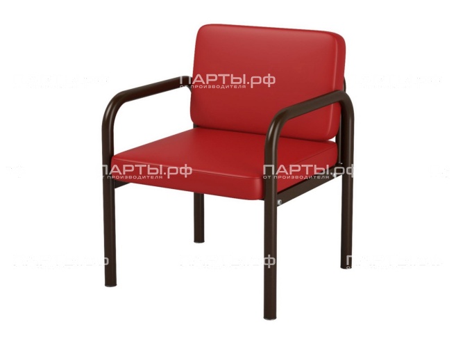 Диван-кресло 600х610х430/775 мм 880.1-КР (обивка - винилискожа красный, м/к черный, круглая труба)