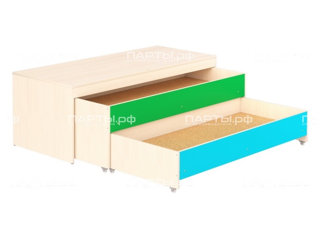 Кровать-тумба двухярусная выкатная в коробе для детских садов "дуб цветной" КРДк2.01дц Кровать-тумба двухярусная выкатная в коробе для детских садов "дуб цветной" КРДк2.01дц