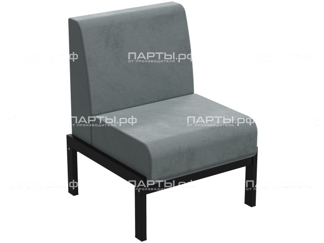 Диван модульный 1-местный "Лофт" 600х640х820 мм ДМЛ.1-Ч.С (обивка - серый, м/к - черный)