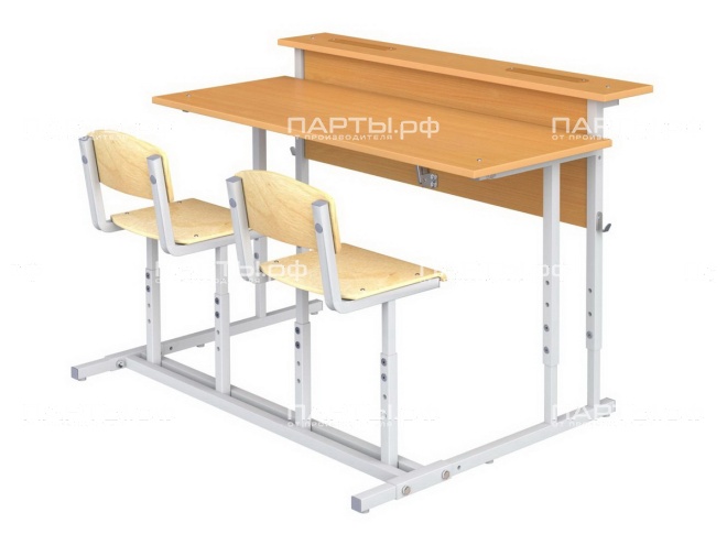 Парта школьная 2-местная 2-4 г/р с наклоном столешницы 0-35° регулируемая с полкой и стульями ПРТнстП2.24 (бук и фанера, м/к серый, квадратная труба) Парта школьная 2-местная 2-4 г/р с наклоном столешницы 0-35° регулируемая с полкой и стульями ПРТнстП2.24 (бук и фанера, м/к серый, квадратная труба)