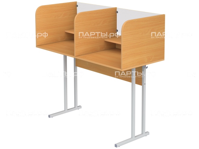 Стол 2-местный лингафонный 3 г/р нерегулируемый школьный СТИ2.3 (бук, м/к серый, квадратная труба)