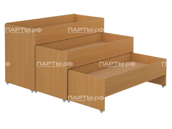 Кровать трехярусная выкатная для детских садов высокая "бук" КРД3.02б Кровать трехярусная выкатная для детских садов высокая "бук" КРД3.02б