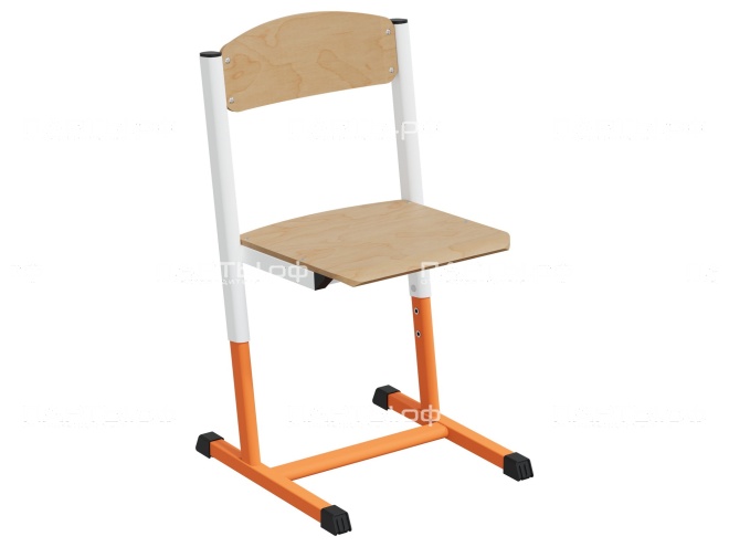 Стул школьный ученический 3-5 г/р "Альтер" регулируемый СтУ.35.А-БО (фанера, м/к белый/оранжевый)