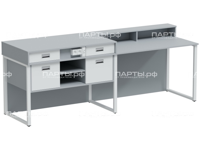 Стол лабораторный демонстрационный для кабинета физики "Квадро" СД.Ф.К.2-Б.СБ (серый/белый, м/к белый)