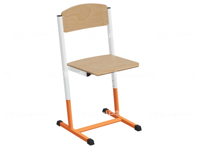 Стул школьный ученический 5-7 г/р "Альтер" регулируемый СтУ.57.А.бо (фанера, м/к белый/оранжевый)