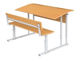 Парта 2-местная 2-4 г/р наклон 10° со скамьёй - ПРТрскП2.24