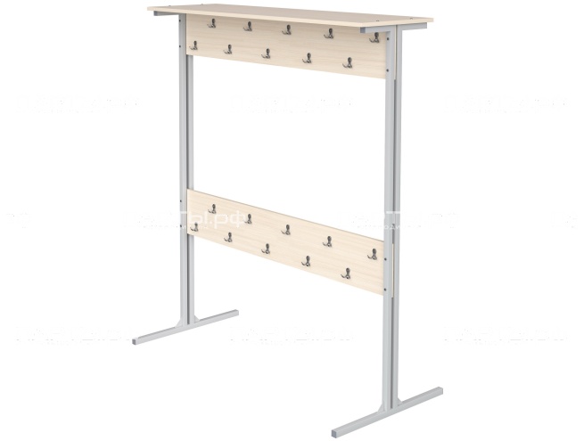 Вешалка напольная двухсторонняя на 20 мест ВШЛп2.20-С.Д (дуб "Молочный", м/к серый, квадратная труба)