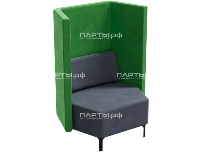 Диван 1-местный с высокой спинкой "Флекс" 1060х800х1300 мм ДВФ.1-СЗ (обивка - серый/зеленый)